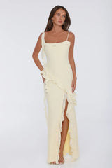 Fluttering Petals Maxi Dress Yellow