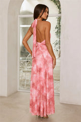 Afternoon In Azaleas Halter Maxi Dress Pink