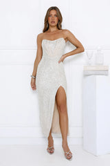 Your Reflection Maxi Dress Beige Sequin