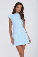 Good Outfit Day Tweed Mini Dress Blue
