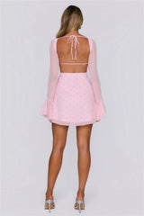 Sunset Season Long Sleeve Polka Dot Mini Dress Pink