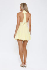 Empowered Energy Halter Mini Dress Yellow