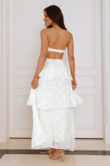 Frost Flare Strapless Maxi Dress White